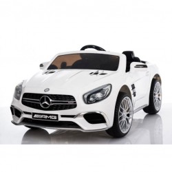 Ηλεκτροκίνητο παιδικό αυτοκίνητο Mercedes Λευκό 12V με ελαστικά και δερμάτινο κάθισμα SL65 AMG