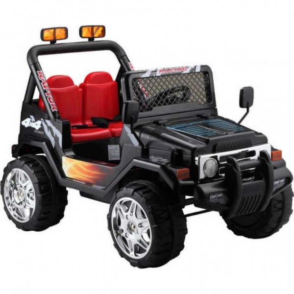 Ηλεκτροκίνητο Παιδικό Αυτοκίνητο Διθέσιο- Jeep τύπου Wrangler 12V μαύρο με δερμάτινο κάθισμα και Ελαστικά BJ618